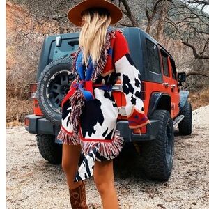 Colorful Fringed Women's Cardigan